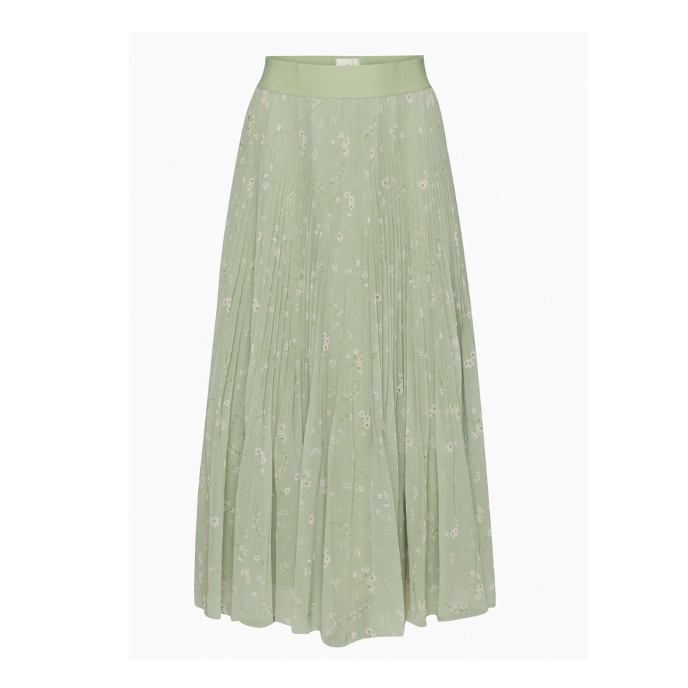 Wilfred Aritzia Twirl Skirt L Green Floral Pleated Chiffon Cottagecore Fairycore